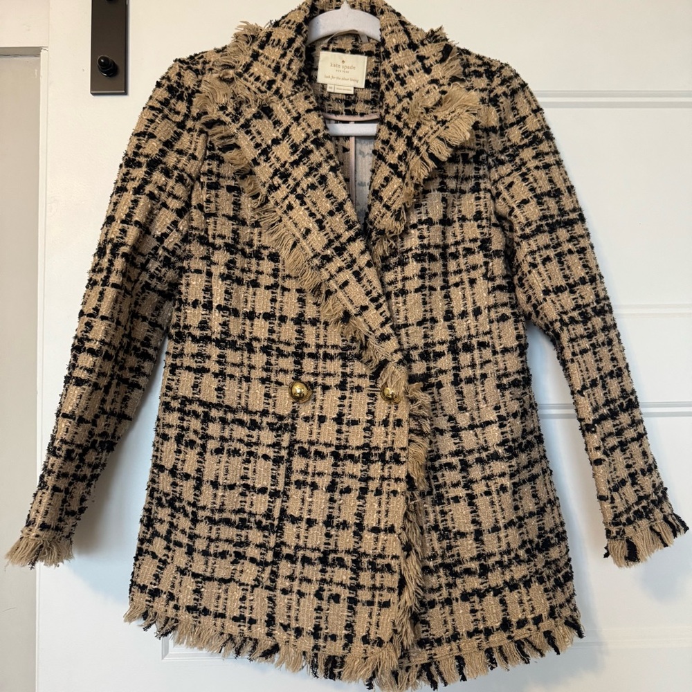 Kate Spade Tweed Fringed Jacket